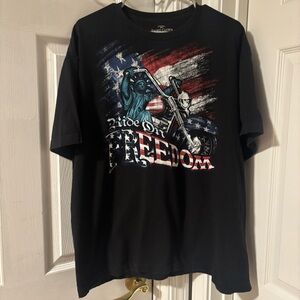 Black Ride on Freedom Graphic Short Sleeve T-Shirt Size XL 💯 %Cotton